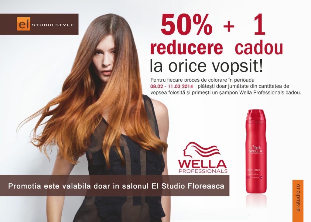 „Promoție de 50% la un salon de frumusețe din Floreasca, afișată pe un panou atrăgător.